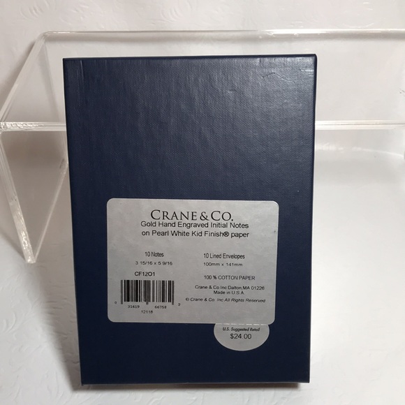 Crane & Co. Gold Engraved Inital (O) Notes on Pearl White Kid Finish Paper - Picture 2 of 3